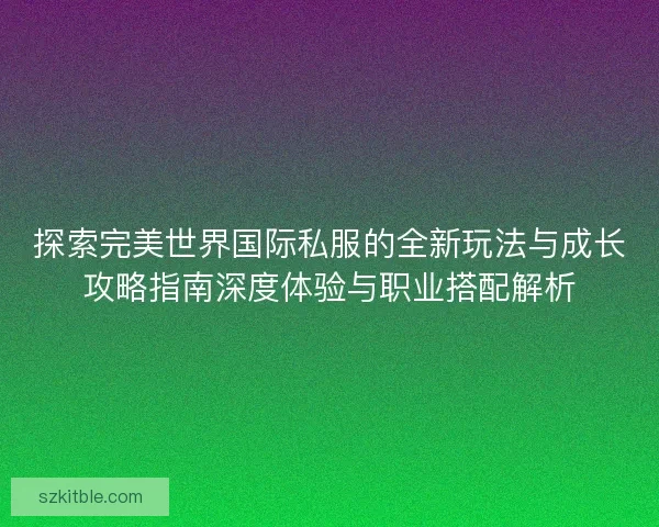 探索完美世界国际私服的全新玩法与成长攻略指南深度体验与职业搭配解析