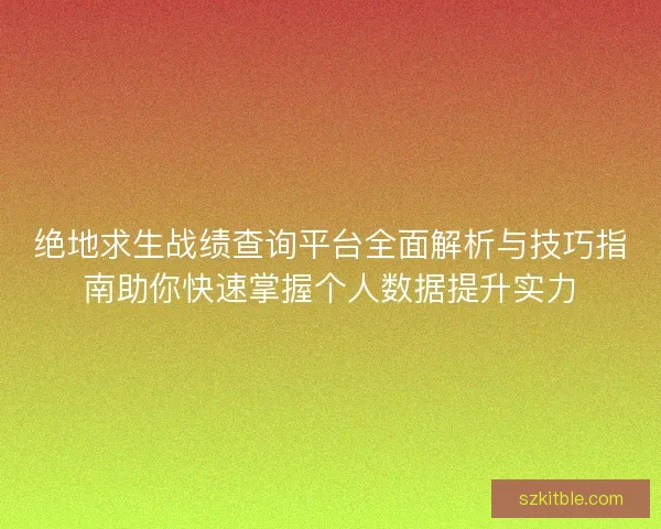 绝地求生战绩查询平台全面解析与技巧指南助你快速掌握个人数据提升实力