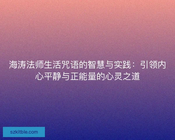 海涛法师生活咒语的智慧与实践：引领内心平静与正能量的心灵之道