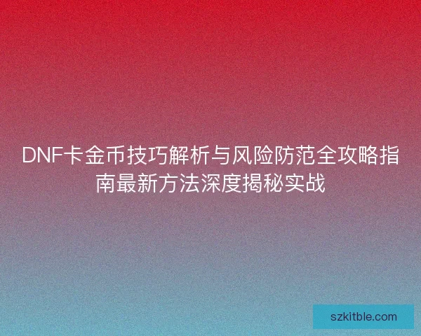DNF卡金币技巧解析与风险防范全攻略指南最新方法深度揭秘实战